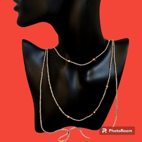 NY Collection Dainty Layered Three Strand Seed Beaded Necklace - Picture 1 of 6